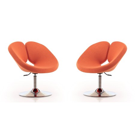 MANHATTAN COMFORT Perch Adjustable Chair in Orange and Polished Chrome (Set of 2) 2-AC037-OR